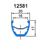 ráfek dvoustěnný 12581- 540 (553 / 519) - modrý elox - 24 děr + 6 x (7 mm) - nýtovací matice M5 + AV díra