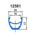 ráfek dvoustěnný 12581- 489 (502 / 468) - modrý elox - 24 děr + 4 x (7 mm) - nýtovací matice M5 + AV díra